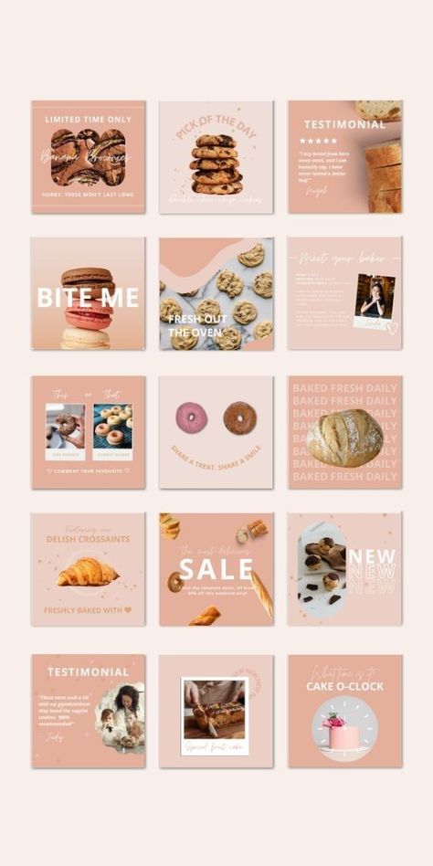 Donut Instagram Post, Food Business Instagram Feed Layout, Cafe Ig Feed, Cookie Business Instagram Feed, Bakery Marketing Ideas Social Media, Pink Social Media Aesthetic, Cookie Instagram Post, Cookie Social Media Post, Instagram Bakery Post Ideas