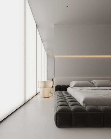 Minimal Black And White Bedroom, Soft Minimalism Bedroom, Minimal Beds, 2024 Interior Design, Low Profile Bed Frame, Florida Interior Design, Miami Interior Design, Zen House, Whatsapp Text