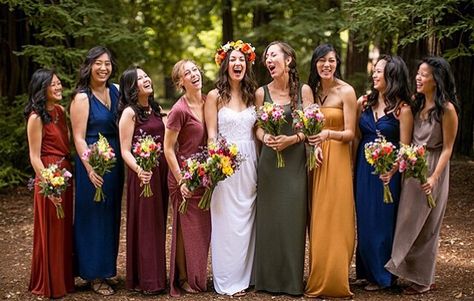 Jewel tone bridesmaids dresses.  #MaggieSottero #MyLoveStory #CoastDiamond #ShowYourCoast Copper Bridesmaid Dresses, Wedding Ceremony Songs, Fall Wedding Bridesmaids, Fall Bridesmaids, Fall Bridesmaid Dresses, Jewel Tone Wedding, Mismatched Bridesmaids, Bridesmaid Dress Styles, Bridesmaid Dress Colors