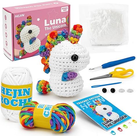 Crochet Kit for Beginners, Unicon Crochet Kits for Kids and Adults Include Rainbow Yarn, Videos Tutorials, Eyes, and Crochet Hook - Crochet Animal Kit, Beginner Crochet Kit - Gift for Birthdays Yarn Videos, Elderly Gift, Hook Crochet, Unicorn Crochet, Rainbow Yarn, Crochet Kits, Bag Business, Crochet Animal, Beginner Crochet