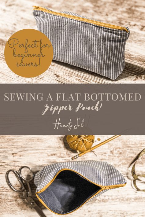 Flat Bottom Pouch Pattern, How To Make Zippered Pouches, Sewing Pattern Zipper Pouch, Sew A Pouch With Zipper, Beginner Zipper Pouch, Zipper Projects Ideas, Pouch Tutorial Zippered, How To Make Zipper Pouches, Diy Quilted Zipper Pouch