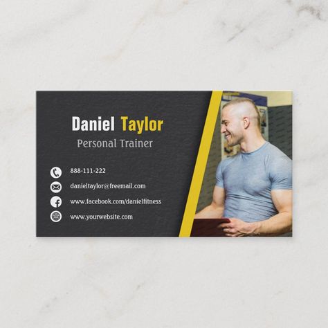 Personal Training Business Cards, Personal Trainer Business Card, Personal Trainer Business, Business Card Design Black, Art Business Cards, It Professional, Photo Business Cards, Professional Business Card Design, Black Business Card