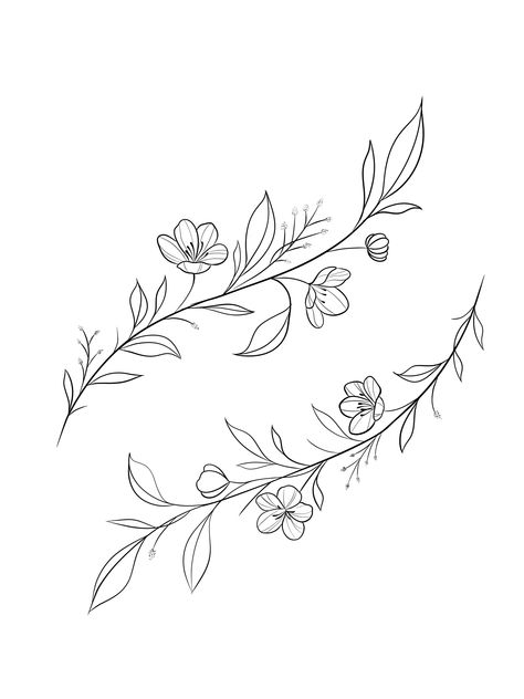 Cherry Blossom Minimalist Tattoo, Flower Line Tattoo, Floral Wrist Tattoo, Ramos Tattoo, Flower Tattoo Flash, Floral Line Drawing, Small Flower Design, Around Arm Tattoo, Flower Tattoo Ideas