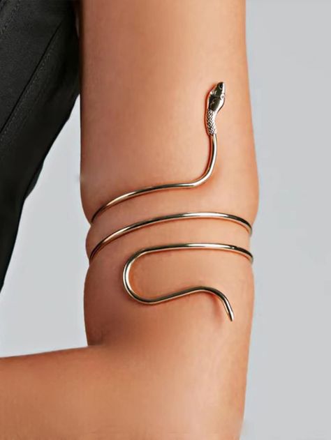 Silver  Collar  Iron  Arm Cuff Embellished   Women's Fashion Jewelry Arm Cuff Jewelry, Arm Accessories, Upper Arm Cuffs, Arm Bracelets Upper, Arm Jewelry, Arm Bracelets, Body Chains, Cuff Jewelry, Snake Design