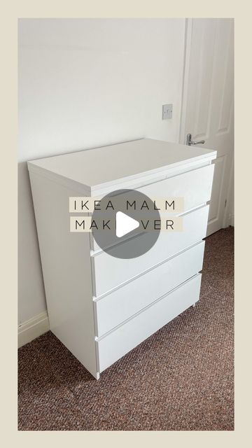 Ikea White Malm Dresser Makeover, Ikea Malm Drawer Pulls, Ikea Bedroom Furniture Hacks, Bedroom Drawers Decor, Diy Black And White Bedroom Ideas, Diy Ikea Drawers, Ikea Furniture Makeover Malm, Diy Malm Dresser Makeover, Ikea Chest Of Drawers Bedroom