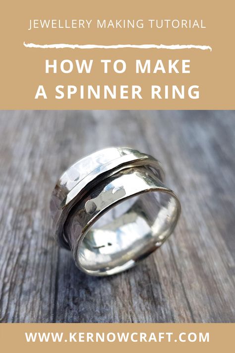 Make A Silver Ring, Silversmithing For Beginners, How To Make A Silver Ring, Making Silver Jewelry Tutorials, Ring Spinning, Diy Sterling Silver Jewelry, Beginner Soldering Jewelry, Spin Ring, Diy Metal Jewelry Making