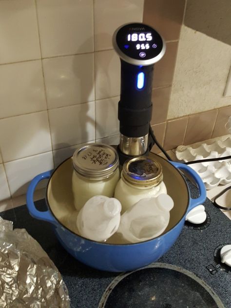 Using my Anova to flash cool my pasteurized milk. Nut Milk Maker, Pasteurized Milk, Micro Farm, Pasteurizing Milk, Coffee Maker, Dairy, Flash, Milk, Tools