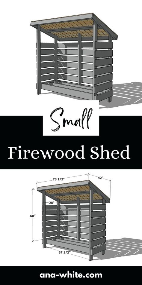 Small Wood Storage Outdoor, Small Firewood Shed, Woodshed Ideas, Garage Upgrades, Firewood Rack Plans, Firewood Shed Plans, Log Shed, Backyards Ideas, Firewood Storage Outdoor