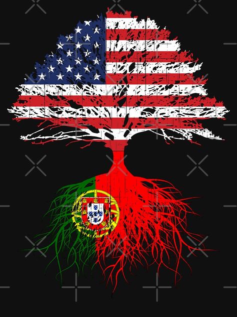 Portuguese Tattoo, Artistic Wallpapers, Mexican American Flag, Tree With Roots, Portugal Flag, American Holidays, Flag Tattoo, Artistic Wallpaper, Family Canvas