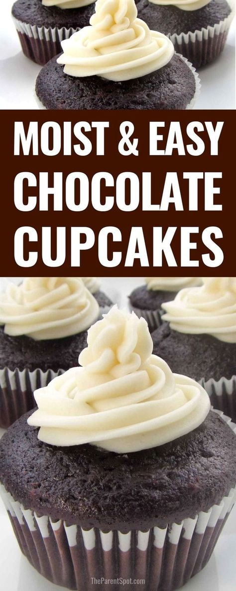 Rich Cupcakes, Vanilla Cupcake Recipe From Scratch, Chocolate Cupcakes From Scratch, Easy Chocolate Cupcakes, Easy Chocolate Cupcake Recipe, Homemade Chocolate Cupcakes, Chocolate Cupcakes Recipe, Moist Chocolate Cupcakes, Cupcake Recipes From Scratch