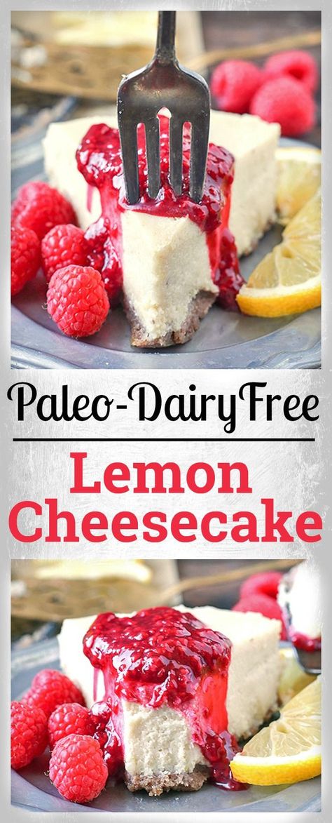 This Paleo Lemon Cheesecake is a healthier cheesecake made with no dairy and is naturally sweetened. A pecan and date crust topped with a thick, rich layer of lemon cheesecake that has a cashew base. Gluten free, dairy free, and naturally sweetened. #paleo #dairyfree #paleocheesecake #paleodessert Healthier Cheesecake, Paleo Cheesecake, Dairy Free Cheesecake, Healthy Cheesecake, Paleo Recipes Dessert, No Dairy, Paleo Sweets, Aip Paleo, Paleo Treats