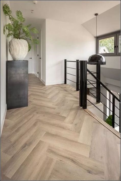 Herringbone Floor, Wooden Floors, 아파트 인테리어, House Goals, Style At Home, Wood Flooring, Stairs Design, House Flooring, Floor Design