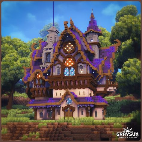 Minecraft Plaza, Fantasy Minecraft House, Pretty Minecraft, Magical Mansion, Minecraft Fantasy House, Play Bakery, Cottage Minecraft, Minecraft Download, Minecraft Structures