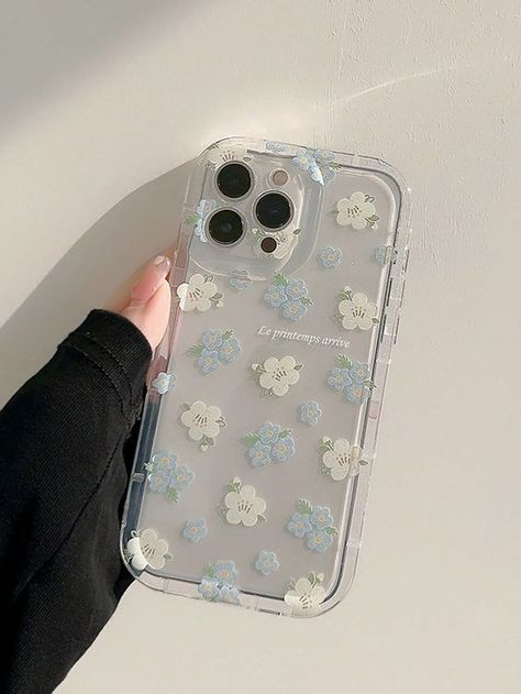 Floral Pattern Clear Phone Case - iPhone 12 Pro