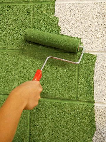 Painting Brick House, Cinder Block Paint, Exterior Concrete Paint, Concrete Wall Paint, Painting Concrete Walls, Interior House Painting, Concrete Basement Walls, Painting Brick, Concrete Block Walls