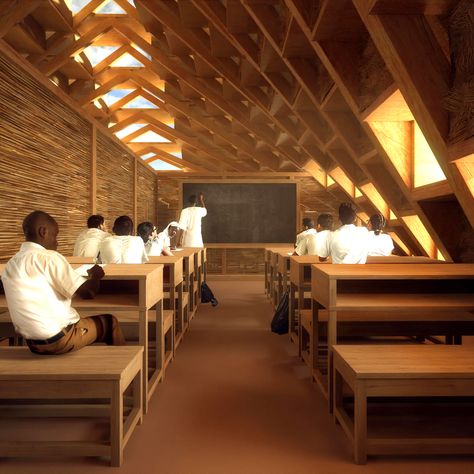 Gallery of NUDES designs School in Malawi made from Straw Bales - 5 Straw Bale Building, Future School, Straw Bales, Sustainable Technology, Architectural Competition, Parametric Architecture, Vernacular Architecture, Curved Walls, Architecture Office