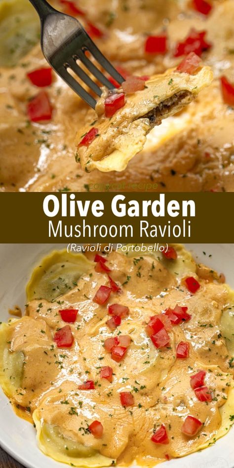 Mushroom Ravioli Olive Garden, Olive Garden Ravioli Di Portobello Sauce, Copycat Olive Garden Portabella Ravioli, Mushroom Sauce Ravioli, Copycat Olive Garden Mushroom Ravioli, Creamy Mushroom Ravioli Sauce, Olive Garden Mushroom Sauce Recipe, Light Ravioli Sauce, Ravioli Portobello