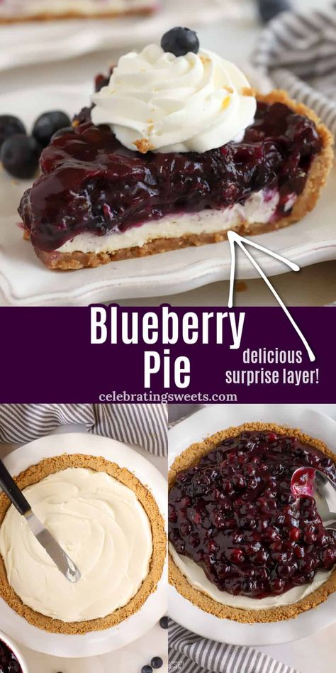 No Bake Blueberry Pie With Graham Cracker Crust, Blueberry Cream Cheese Pie Recipe, Graham Crust Pie Recipes, Cream Cheese Blueberry Pie, Blueberry Pie With Graham Cracker Crust, Pie Using Graham Cracker Crust, Pies In Graham Cracker Crust, Graham Cracker Crust Pies Recipes, Blueberry Pie Graham Cracker Crust