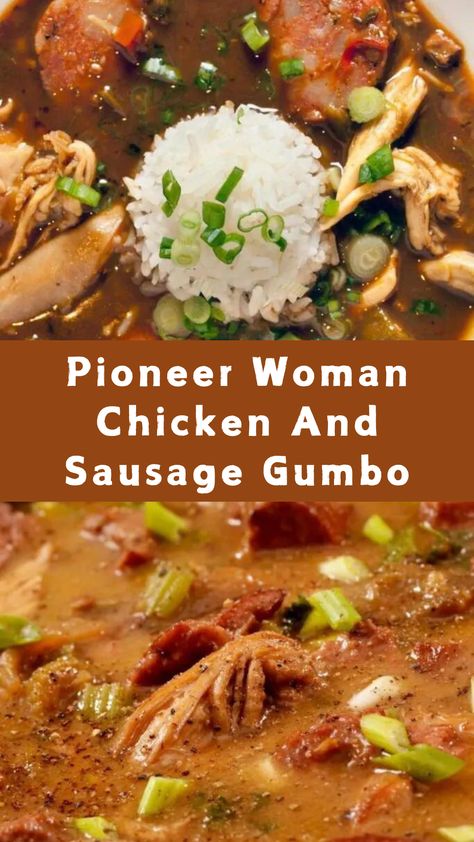 Pioneer Woman Chicken And Sausage Gumbo Easy Gumbo, Gumbo Recipe Easy, Chicken And Sausage Gumbo, Chicken Sausage Gumbo, Cajun Gumbo, Gumbo Recipe Sausage, Gumbo Soup, Chicken Gumbo, Chicken And Sausage