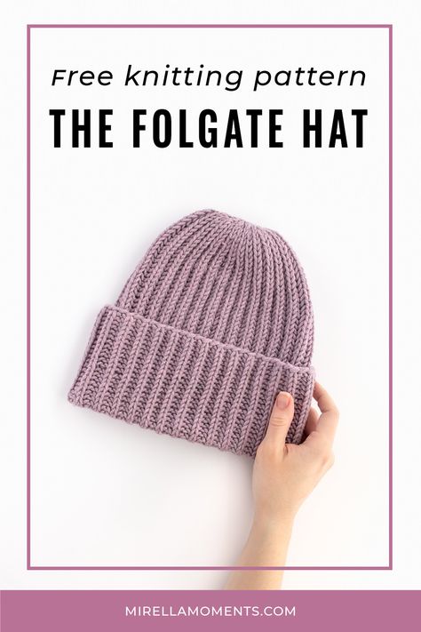 Fisherman Rib Knit Hat Pattern, Folgate Hat, Knitting A Hat In The Round, Ladies Beanie Hat Knitting Pattern Free, Basic Knit Hat Pattern Free, Free Hat Knitting Patterns, Sock Yarn Hat, Knitted Hat Patterns Free Women, Knitting Patterns Hats Women