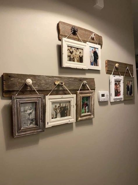 Farmhouse Wall Decor Living Room, Family Photo Wall, Photo Wall Decor, Farmhouse Decor Living Room, Diy Farmhouse Decor, Country House Decor, Farmhouse Wall Decor, Farmhouse Wall, Farmhouse Living