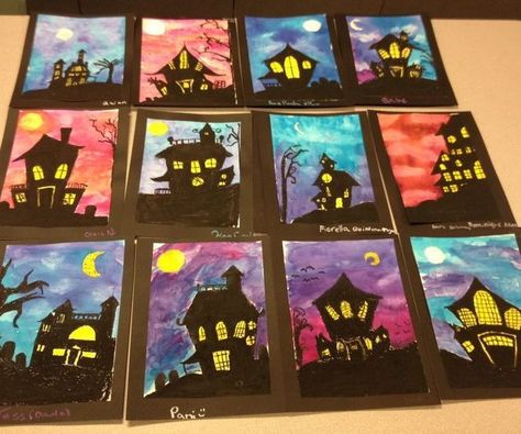 Halloween Pastel Project Halloween Art Ideas, Halloween Art Lessons, Classe D'art, Halloween Art Projects, October Art, Halloween Kunst, Fall Art Projects, 6th Grade Art, 13 November