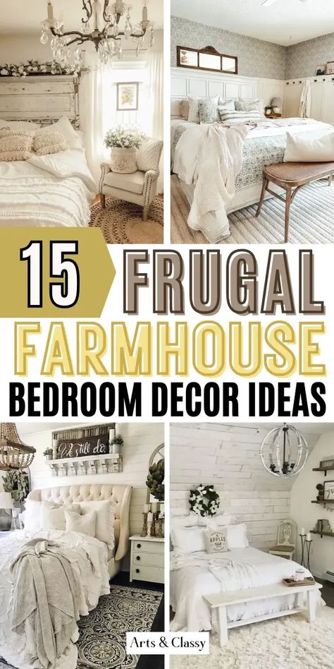 Rustic Farmhouse Beds, Farmhouse Style Bedroom Master Suite Decorating Ideas, Small Bedroom Ideas Farmhouse Style, Modern Farmhouse Master Bed Bedroom Ideas, Farmhouse Bedroom Decor Ideas Romantic, Pretty Farmhouse Bedroom, Headboard Ideas For Small Bedroom, Farmhouse Bedroom Ideas Small Master Suite, Small Master Bedrooms Decor Cozy Farmhouse