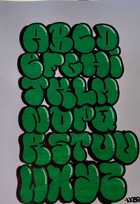 alfabeto bomb/bombing Graffiti Drawing Letters, Throwies Graffiti Alphabet, Throw Up Graffiti Alphabet, Graffiti Drawings Words, Grafitis Ideas, Cool Fonts Alphabet, Graffiti Inspiration, Green Graffiti, Alphabet Graffiti