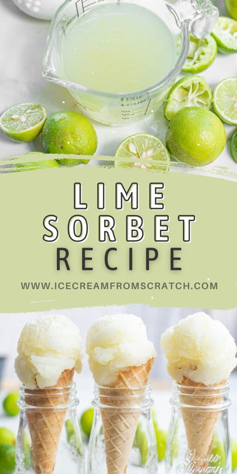 Ice Cream Lollies Recipes, Fall Sorbet Flavors, Lemon Lime Sorbet, Lime Sherbert Recipe, Sorbet Creami Recipes, How To Make Sherbert Ice Cream, Keto Sorbet Recipes, Frozen Fruit Sorbet Recipes, Things To Do With Limes