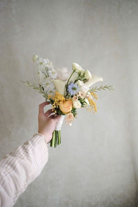 Bride Bouquet Small Simple, Simple Bride Bouquet Summer, Greenery Lined Wedding Aisle, Very Small Bouquet, Small Summer Bouquet, Engagement Shoot Bouquet, Small Bouquet Bride, Elopement Bouquet Spring, Wedding Bouquets Small Simple