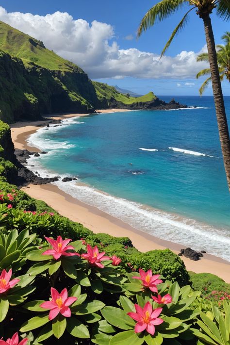 Unveiling Maui: Island Gems and Hidden Treasures 🌺 Maui Aesthetic, Maui Hawaii Aesthetic, Hawaiian Landscape, Maui Beaches, Hawaii Landscape, Tropical Scenery, Maui Island, Art For Walls, Landscape Beach