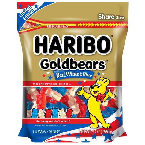 Get ready to taste the summer rainbow with HARIBO's brand-new Red, White, and Blue Gummi Bears! Bursting with the refreshing flavors of blue raspberry, juicy cherry, and tropical pineapple, these patriotic treats are a delicious celebration of the season. Whether you're soaking up the sun at a backyard BBQ, lounging poolside, or gathering with friends for a Fourth of July fireworks display, our vibrant gummi bears add a pop of flavor and color to every summer moment. With their irresistibly chew Red White Blue Food, Blue Foods, Blue Raspberry Lemonade, Patriotic Treats, Peanut Butter Filled Pretzels, Summertime Snacks, Pretzel Crisps, Gummi Bears, Peanut Butter Filling