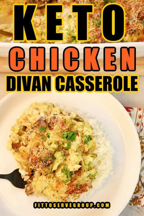 This keto chicken divan recipe features a homemade creamy, cheesy sauce, broccoli, and mushrooms, and is topped with a keto-friendly gluten-free bread topping! low-carb chicken divan| gluten-free chicken divan casserole| healthy chicken divan casserole #ketocasseroles Keto Chicken Devan, Keto Chicken Divan Casserole, Low Carb Chicken Divan, Keto Chicken Divan, Chicken Broccoli Divan, Broccoli And Mushrooms, Chicken Divan Casserole, Chicken Divan Recipe, Casserole Healthy