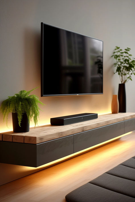 40+ Modern TV Stand Decor Ideas for Today's Homes Tv Unit Self Design, Modern Floating Tv Console, Tv Wall Design Rustic, Living Room With Television Ideas, Living Room Modern Design Ideas, Affordable Furniture Ideas, Tv Shelf Design Modern, Tv Feature Wall Living Room Modern Stand, Tv Wall Ideas Minimalist