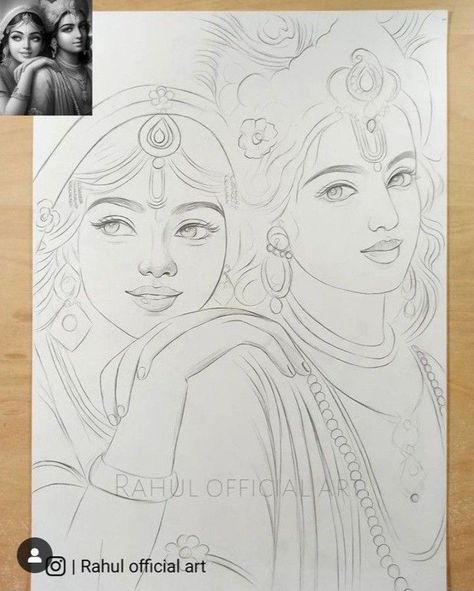 Pencil Art Drawings Radha Krishna, Drawing Radha Krishna Pencil, Radha Krishna Face Drawing, Art Sketches Krishna, Radha Krishna Craft, How To Draw Radha Krishna, Krishna Sketch Aesthetic, Photos For Sketching, Radha Krishn Drawings