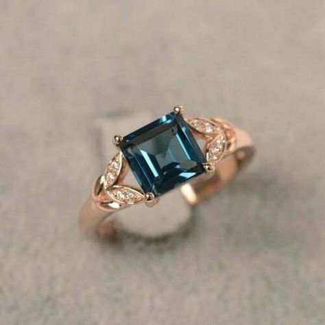 2.30Ct Princess Cut Blue Sapphire Solitaire Engagement Ring 14K Yellow Gold Over | eBay Heart Shaped Engagement Rings, Topaz Birthstone, Blue Topaz Engagement Ring, September Birthstone Rings, Ring Square, Gold Topaz, Topaz Engagement Ring, London Blue Topaz Ring, Blue Stone Ring