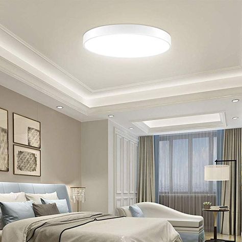 New Ceiling Design, Ceiling Light Design, Bedroom Ceiling, White Living, White Living Room, Bedroom Ceiling Light, Bedroom Lamps, Simple Lighting, Ceiling Decor