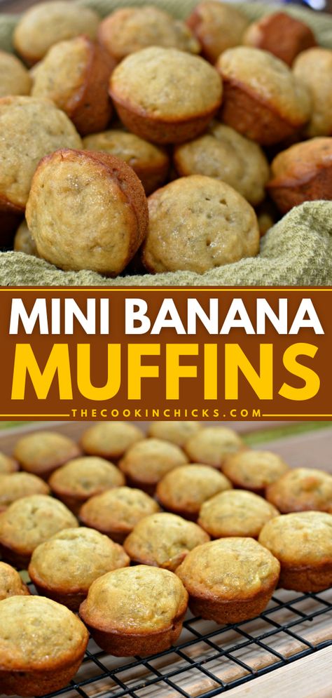 Here's a mini muffin recipe if you're wondering what to do with overripe bananas! It's a must-have on your Easter brunch menu. Not only are these Mini Banana Muffins easy to make, but they are also moist and delicious. Perfect for your Mother's Day at home, too! Hostess Mini Muffin Recipe, Easy Banana Bread Muffins Quick, Homemade Mini Muffins Kids, Mini Muffins Recipes Easy, Diy Mini Muffins For Kids, Mini Banana Nut Muffins, Kids Mini Muffin Recipes, Banana Bread Recipe Easy Moist Muffins, Healthy Mini Muffins For Kids