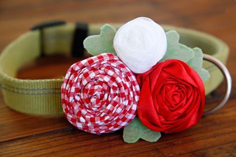 Fabric Rosette, Diy Dog Collar, Collars Diy, Ribbon Rosettes, Dog Flower Collar, Fabric Pen, Dog Flower, Diy Dog, Diy Ribbon