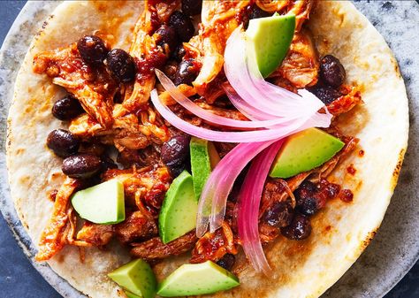 NYT Slow Cooker Honey Chipotle Chicken Tacos — Big Green Egg Forum Honey Chipotle Chicken Tacos, Chipotle Honey Chicken, Chipotle Chicken Tacos, Mole Verde, Honey Chipotle Chicken, Quick Pasta, Honey Chipotle, Shrimp And Vegetables, Chicken Taco Recipes