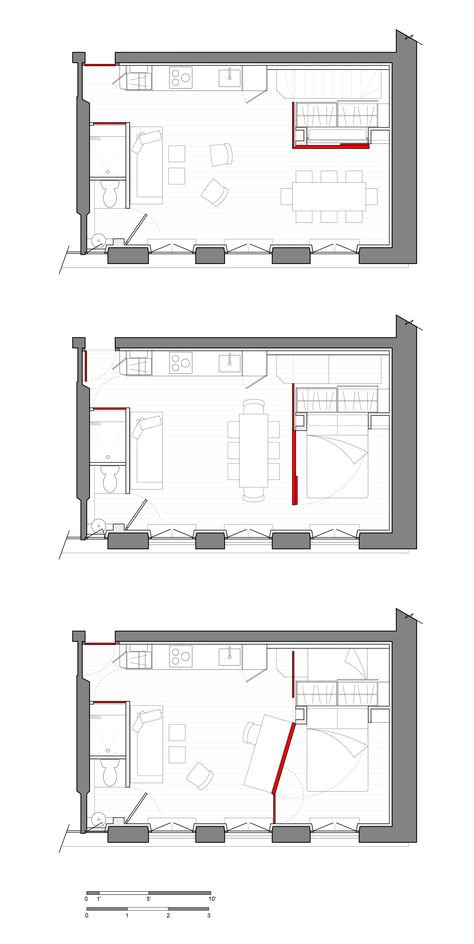 Studio Apartment Plan, Small Apartment Plans, Small Studio Apartment Decorating, Moving Walls, Movable Walls, Micro Apartment, Office Plan, Tropical Architecture, Small Studio Apartment