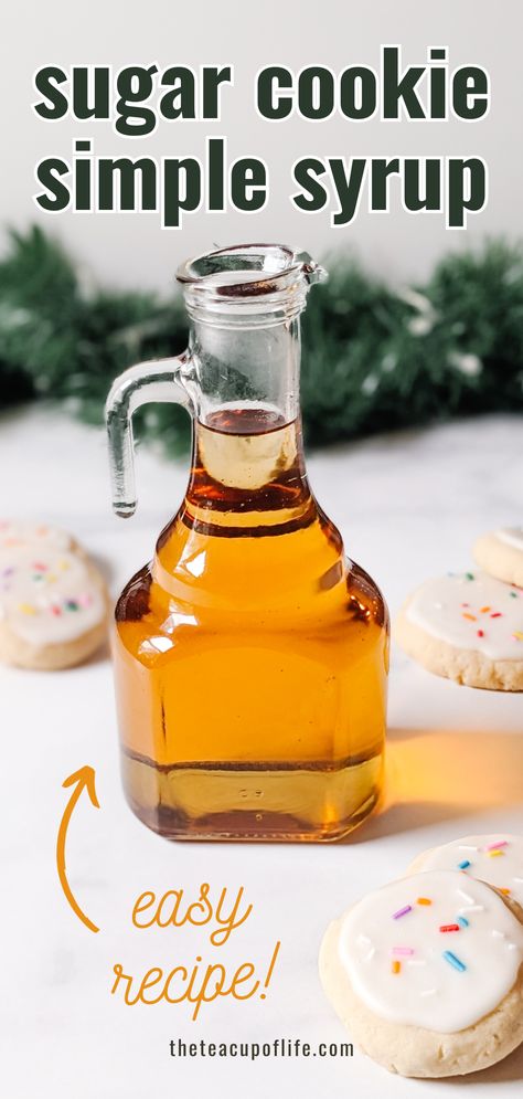 Homeade Sugar Cookies, Peppermint Coffee Recipe, Sugar Cookie Syrup, Diy Sugar Cookies, Homemade Coffee Syrup, Sugar Free Coffee Syrup, Healthy Sugar Cookies, Buttermilk Syrup, Simple Sugar Syrup