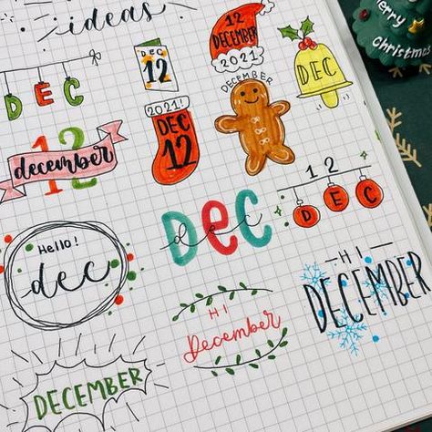 December Title Ideas, December Header Ideas, Merry Christmas Whiteboard, December Whiteboard Ideas, Christmas Title Ideas, Cute Title Ideas, Christmas Notebook Ideas, December Journal Ideas, December Calendar Ideas