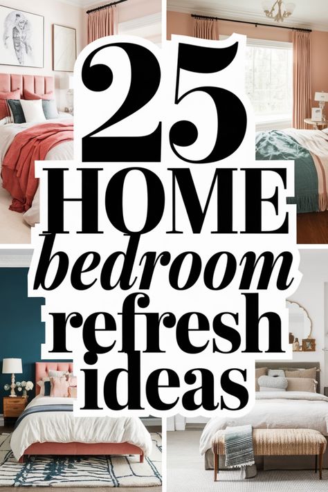 25 home bedroom refresh ideas, featuring cozy and stylish decor. Popular Bedroom Designs, Bedroom Update Ideas, Primary Bedroom Wall Decor, Home Bedroom Refresh Ideas, Redo Bedroom Ideas, 2025 Bedroom Trends, Bedroom Colors For 2024, Adult Room Ideas Bedrooms, Cozy Modern Bedroom Ideas