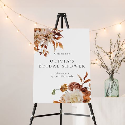 Boho Terracotta Fall Floral Bridal Shower Welcome Foam Board Fall Engagement Party, Fall Engagement Parties, Boho Bridal Shower, Rustic Fall Wedding, Fall Bridal Shower, Engagement Celebration, Boho Party, Bridal Shower Welcome Sign, Baby Shower Welcome Sign