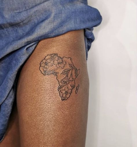 African Continent Tattoo, Continent Tattoo, Wrist Tattoos Words, Dark Skin Tattoo, Delicate Tattoos For Women, Africa Tattoos, African Tattoo, Map Of Africa, Queen Tattoo