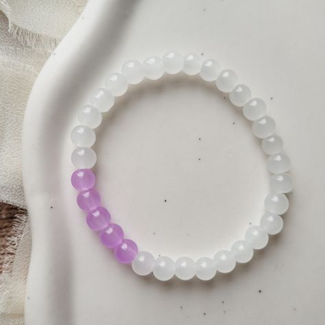 Purple and White Glass Beaded Bracelet - Stretchy Handmade Bracelet by LyssieBCreations on Etsy Glass Beaded Bracelet, Color Beads, Glass Beaded Bracelets, Purple And White, Handmade Bracelet, Dark Colors, White Glass, Handmade Bracelets, Beaded Bracelet