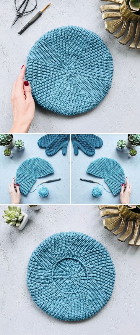 Learn how to crochet a beret hat. #crochetpattern #crochettutorial #crochetwinter Beret Hat Crochet Pattern, Crochet Beret Hat Pattern, Beret Tutorial, Crocheted Hat Patterns, Beret Hat Crochet, Crochet Pattern Diagram, Bonnet En Crochet, Beret Crochet Pattern, Tweed Crochet