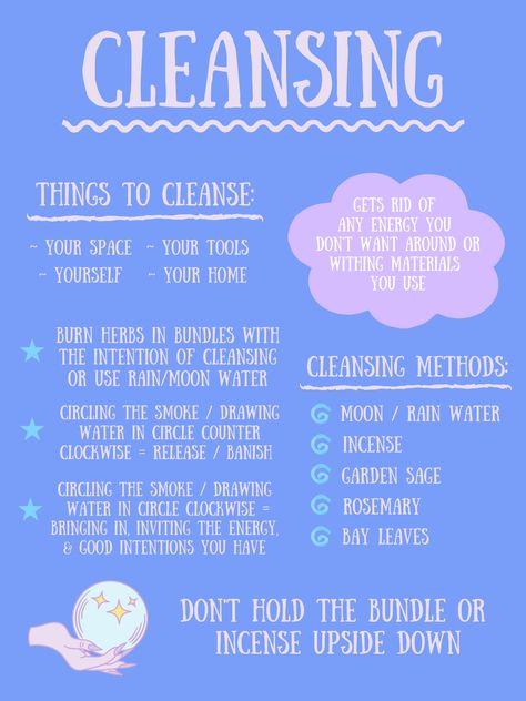 What Is Cleansing Witchcraft, Witchcraft Cleansing Spray, Cleansing Water Witchcraft, Witchcraft For Beginners Crystals, How To Smudge For Beginners, Incense In Witchcraft, Rain Water Cleansing, Cleansing A Space, How To Cleanse Yourself Witchcraft