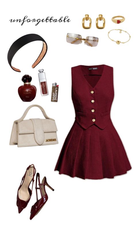 #red #outfit #outfitidea #itgirl #iconic Ropa Upcycling, Burgundy Outfit, Downtown Outfits, Classy Casual, Looks Chic, Red Outfit, Fancy Outfits, Looks Style, Lookbook Outfits